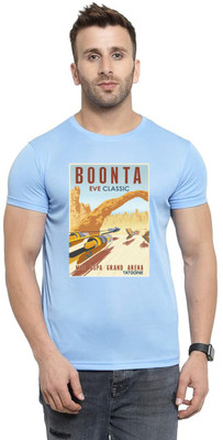 LV CARE Printed Men Round Neck Blue T-Shirt