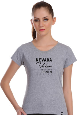APEX Typography Women Round Neck Grey T-Shirt