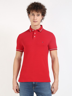 TOMMY HILFIGER Solid Men Polo Neck Red T-Shirt