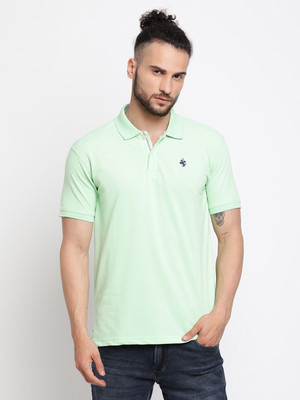 CANTABIL Solid Men Polo Neck Green T-Shirt