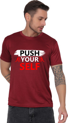 Kritiken Solid Men Round Neck Reversible Maroon T-Shirt