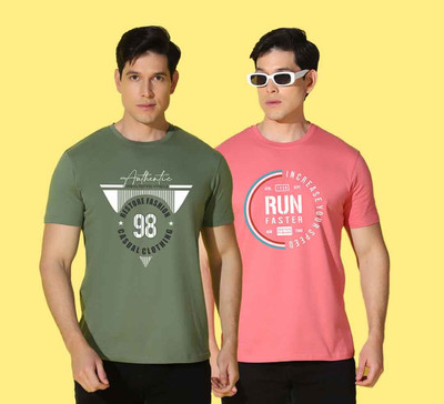 WOOSTRO Graphic Print Men Round Neck Multicolor T-Shirt