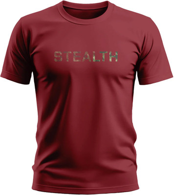 Warriorworld Printed, Solid Men Round Neck Maroon T-Shirt