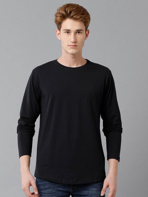 OrrganicChics Solid Men Round Neck Black T-Shirt