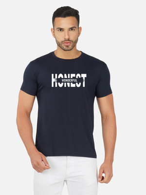 Moda Rapido Printed Men Round Neck Navy Blue T-Shirt