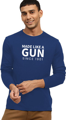 London Crew Typography Men Round Neck Navy Blue T-Shirt