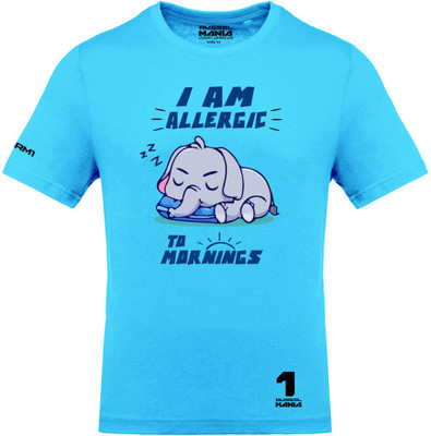 FastBend Printed, Typography Men Round Neck Light Blue T-Shirt