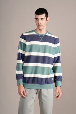CANTABIL Striped Men Round Neck Green, Blue T-Shirt
