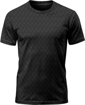 Ananta Self Design Men Round Neck Black T-Shirt