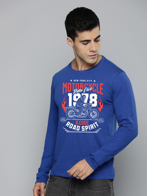 R.Code by The Roadster Life Co. Graphic Print Men Round Neck Blue T-Shirt