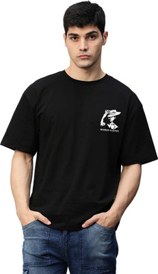 SONI BROS Printed Men Round Neck Black T-Shirt