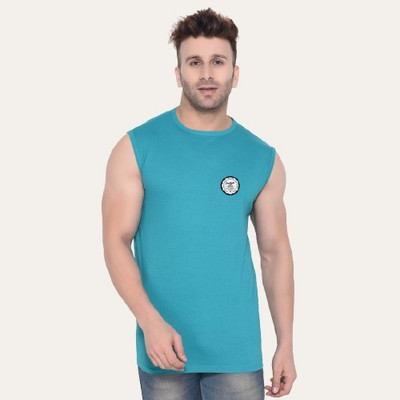 Girdhar Printed Men Round Neck Light Blue T-Shirt