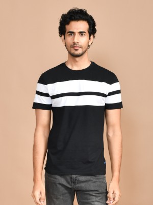 SKYKNIT Solid Men Round Neck Black, White T-Shirt