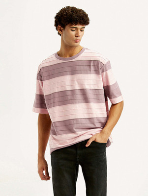 LEVI'S Striped Men Crew Neck Purple T-Shirt