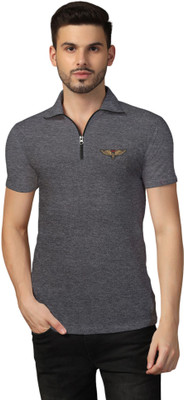 Lawful Casual Graphic Print Men Polo Neck Grey T-Shirt