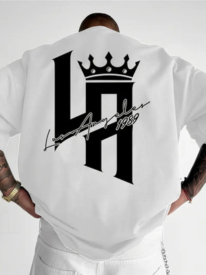 HASTEN Printed Men Round Neck White T-Shirt