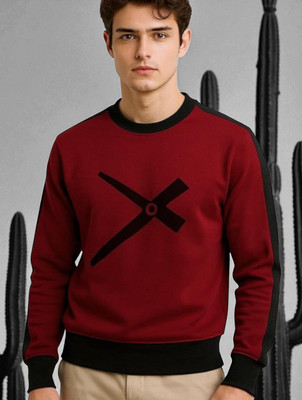 Autna Printed Men Round Neck Maroon T-Shirt