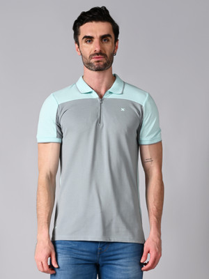 KILLER Colorblock Men Polo Neck Grey T-Shirt