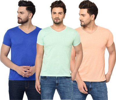 JB Jangoboy Solid Men V Neck Multicolor T-Shirt