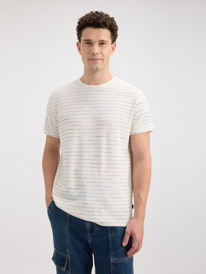 Pepe Jeans Striped Men Crew Neck White T-Shirt