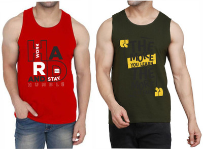 WOOSTRO Graphic Print Men Scoop Neck Red, Dark Green T-Shirt