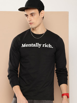 DIFFERENCE OF OPINION Printed Men Round Neck Black T-Shirt