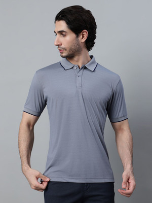 CANTABIL Solid Men Polo Neck Grey T-Shirt