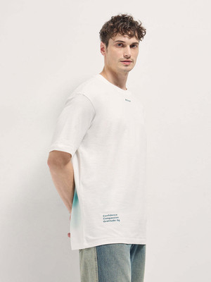 THE BEAR HOUSE Printed Men Round Neck White T-Shirt