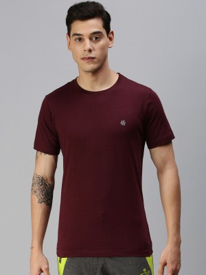 ONN Solid Men Round Neck Maroon T-Shirt