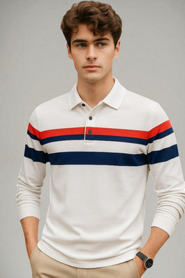 FASHIUM Solid Men Polo Neck White T-Shirt