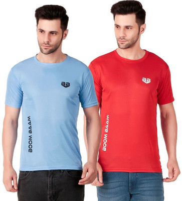 PUREHYPE Printed Men Round Neck Light Blue, Red T-Shirt