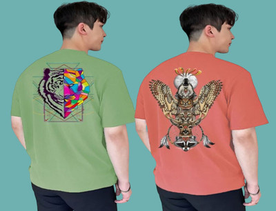 Clothy Trend Printed Men Round Neck Multicolor T-Shirt