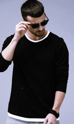 SPOWEARY Printed Men Round Neck Black T-Shirt