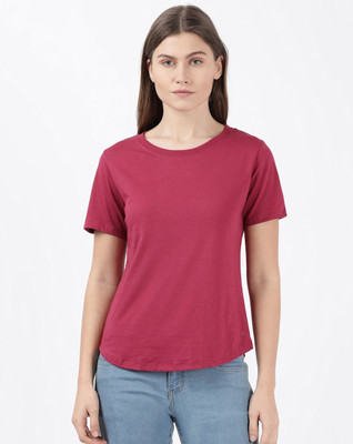 JOCKEY Solid Women Round Neck Red T-Shirt