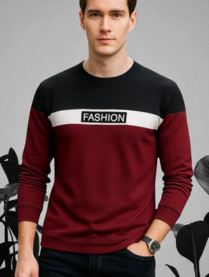 Autna Printed Men Round Neck Maroon T-Shirt