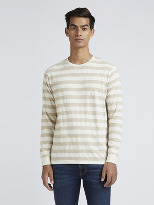 Pepe Jeans Self Design Men Crew Neck White T-Shirt