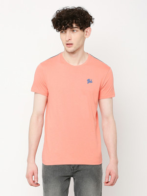 BEING HUMAN Solid Men Round Neck Orange T-Shirt