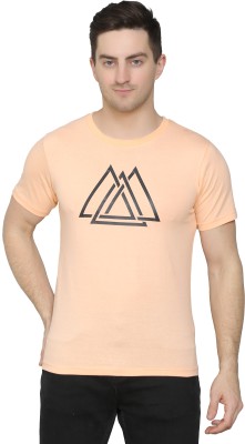Kera Global Graphic Print Men Round Neck Orange T-Shirt