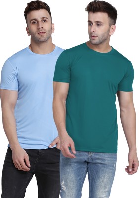 TQH Solid Men Round Neck Light Blue, Blue T-Shirt