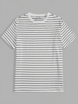 The Modern Soul Striped, Printed Men Polo Neck White T-Shirt
