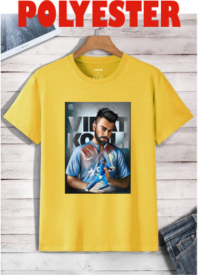 Tee Gallery Printed, Typography Men Round Neck Yellow T-Shirt