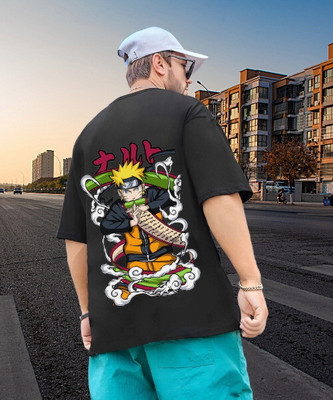 Clothy Trend Graphic Print Men Round Neck Black T-Shirt