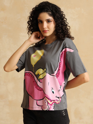 KAZO Graphic Print Women Round Neck Multicolor T-Shirt