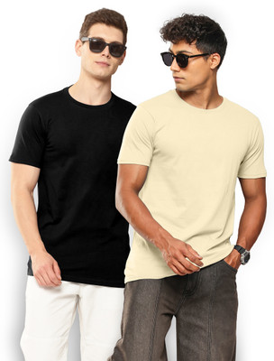 Q-CUT Solid Men Round Neck Multicolor T-Shirt