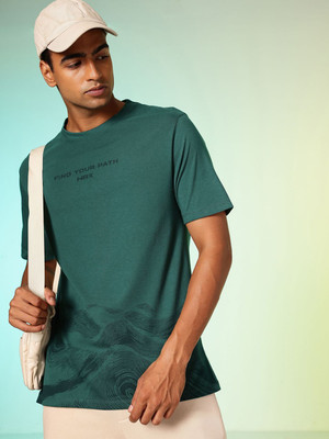 HRX by Hrithik Roshan Printed Men Round Neck Green T-Shirt