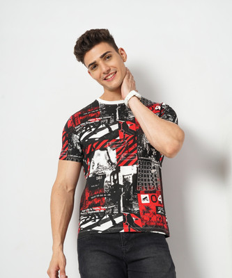 The Indian Garage Co. Printed Men Round Neck Red T-Shirt