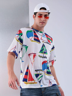 The Indian Garage Co. Printed Men Crew Neck White T-Shirt