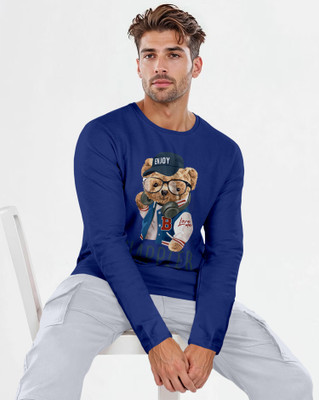 Triptee Printed Men Round Neck Dark Blue T-Shirt