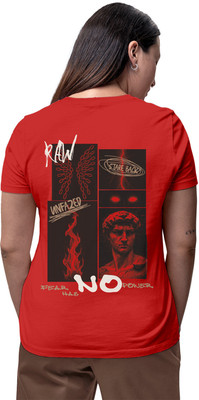 Fighterhero Printed Women Round Neck Red T-Shirt