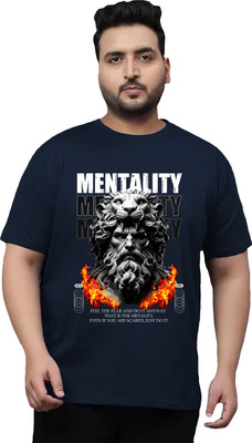 West Gate Clothing Printed Men Round Neck Dark Blue T-Shirt